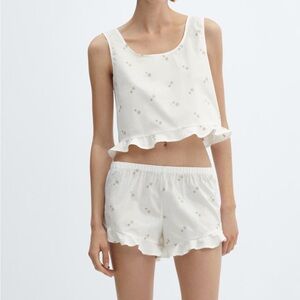 Mango embroidered cotton bloomer shorts Small